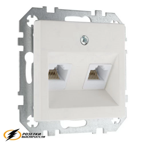Розетка компьютерная rj45 двойная cat 6 Liregus Epsilon-Retro белая матовая