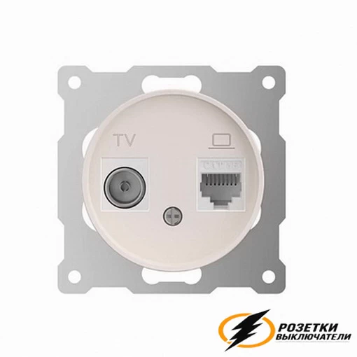 Розетка двойная ТВ + Internet rj45 cat 5 OneKey бежевая