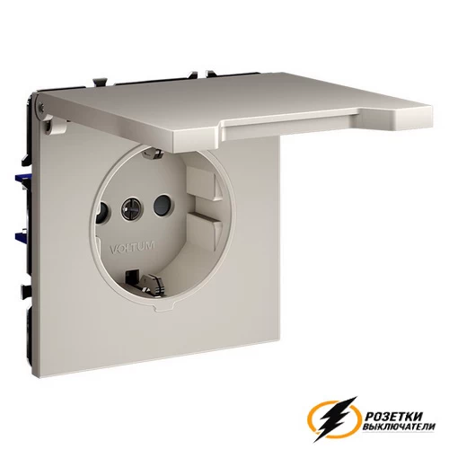 Розетка с крышкой ip40 16а 250в Voltum S70 кашемир VLS040302