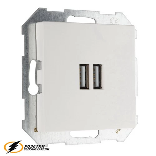 Зарядка USB 2 порта А+A 3,4mA Liregus Epsilon-Retro белое матовое