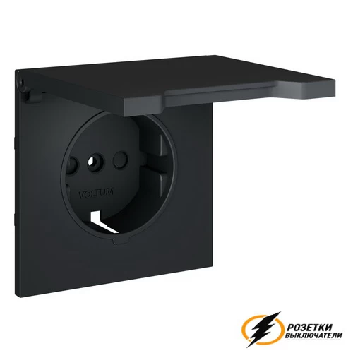 Накладка розетки с крышкой IP40 Voltum S70 графит VLS000806