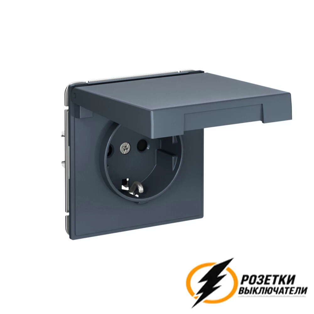 Розетка с крышкой ip20 16а 250в автозажимная ArtGallery грифель