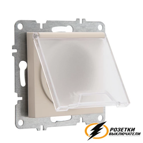 Розетка с крышкой и шторками ip44 16а 250в Arvia карамель