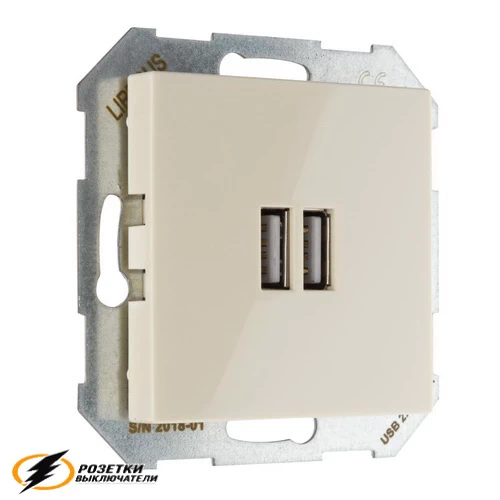 Зарядка USB 2 порта А+A 3,4mA Liregus Epsilon-Retro бежевая