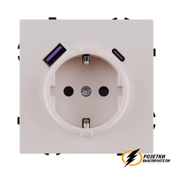 Розетка с USB зарядкой 2 порта А+C 2400mA Brionilux Z кашемир матовая