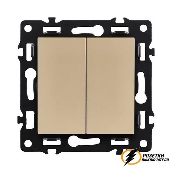 Выключатель двухклавишный Brionilux G золото матовый