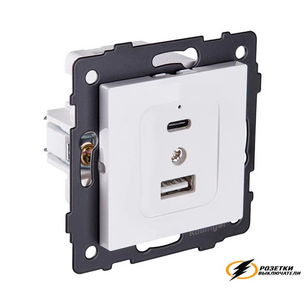 Зарядка USB 2 порта А+C 3000mA 20Вт Kollinger Aspekt белая
