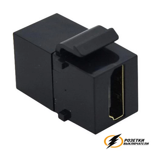 Розетка двойная HDMI + интернет rj45 cat 5 Rikett черный сатин