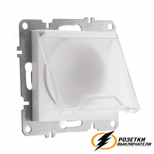 Розетка с крышкой и шторками ip44 16а 250в Arvia белая