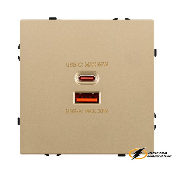 Зарядка USB 2 порта А+C 6000mA 65Вт Kollinger Eclipse золото