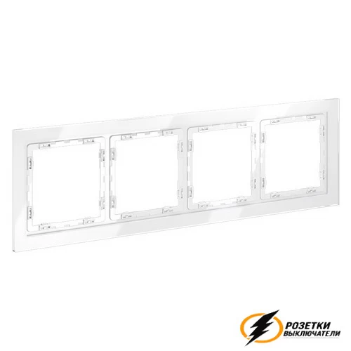 Рамка 4 местная стекло Voltum S70 белая глянцевая VLS110400