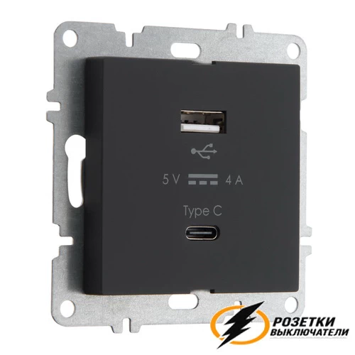 Зарядка USB 2 порта А+C 4000mA 20В Arvia черная софт