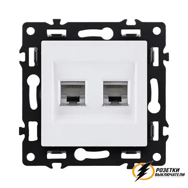 Розетка компьютерная rj45 двойная cat 6 Brionilux G белая матовая