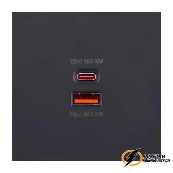 Накладка зарядки USB A+C 65Вт Brionilux Z черная матовая