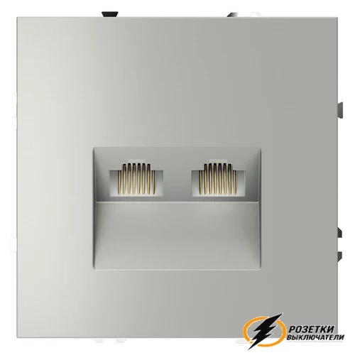 Розетка компьютерная rj45 двойная cat 6 Voltum S70 сталь VLS060204