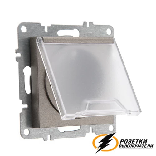 Розетка с крышкой и шторками ip44 16а 250в Arvia мокко