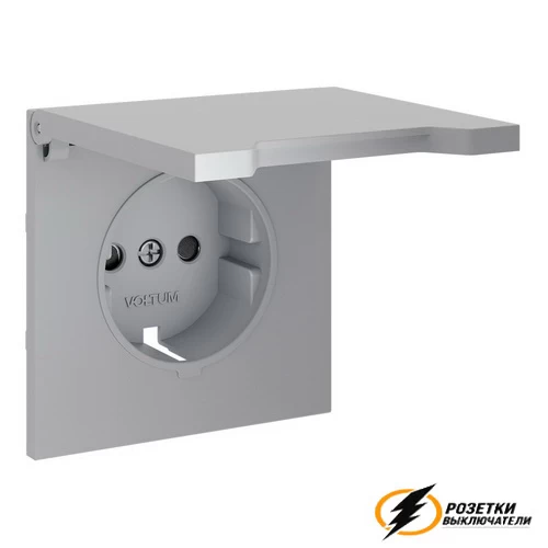 Накладка розетки с крышкой IP40 Voltum S70 серая VLS000815