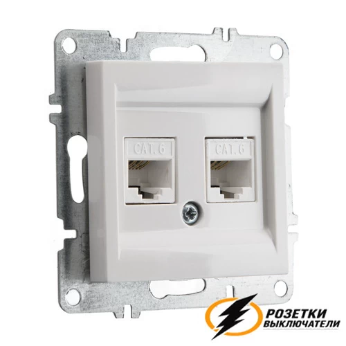 Розетка компьютерная rj45 двойная cat 6e Arvia белая