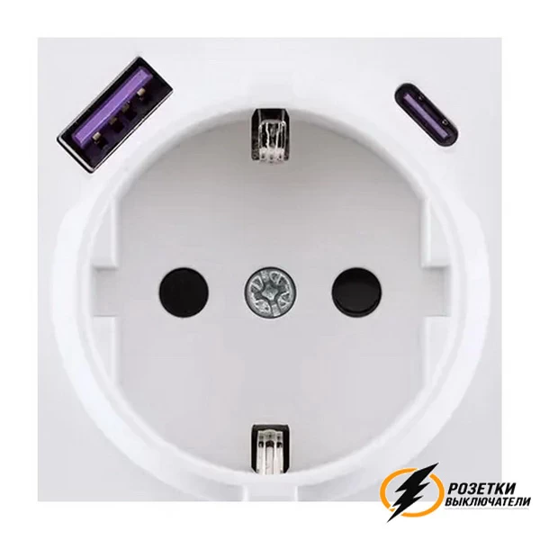 Накладка розетки USB A+C 20W Brionilux G белая матовая