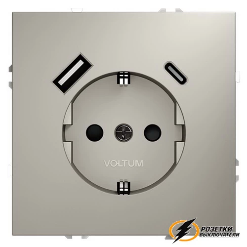 Розетка с USB зарядкой 2 порта, А+C 3,2 mA Voltum S70 кашемир VLS040502