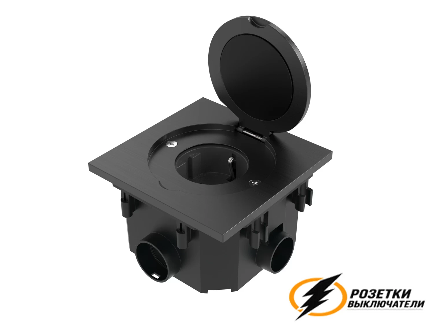 Комплект лючка в пол с 1ой розеткой IP44 Wedder черный квадратный
