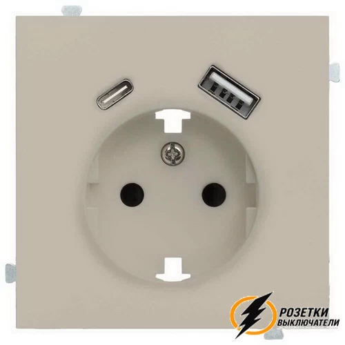 Накладка розетки с USB A+C Rikett латте