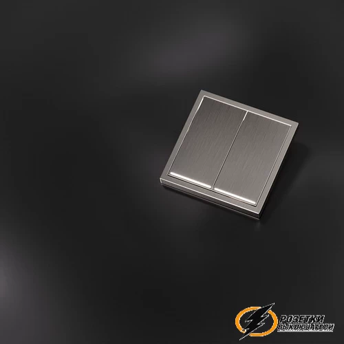 Накладка выключателя двухклавишного с подсветкой Voltum S70 Metal никель VLSM000410