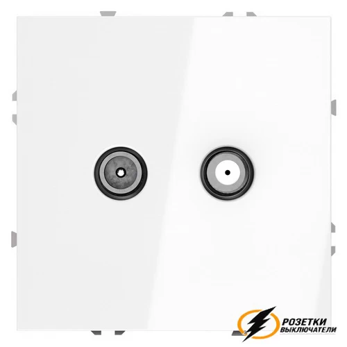 ТВ спутниковая розетка Voltum S70 белая глянцевая VLS060400