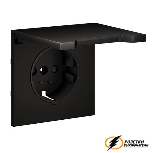 Розетка с крышкой ip40 16а 250в Voltum S70 Metal антрацит VLSM000812+VLS0401M