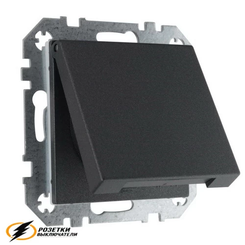 Розетка с крышкой ip44 16а 250в Liregus Epsilon-Retro антрацит