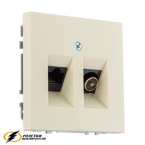 Розетка тв и интернет rj45 cat 6 Liregus Modern бежевая
