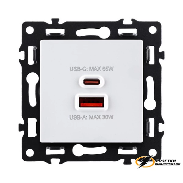 Зарядка USB 2 порта А+C 6000mA 65Вт Kollinger Asthetik белая матовая