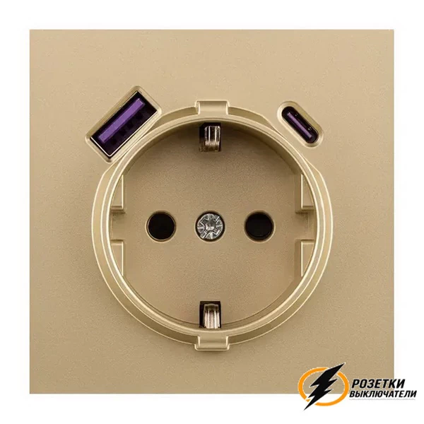 Накладка розетки USB A+C 20W Brionilux Z золото матовое