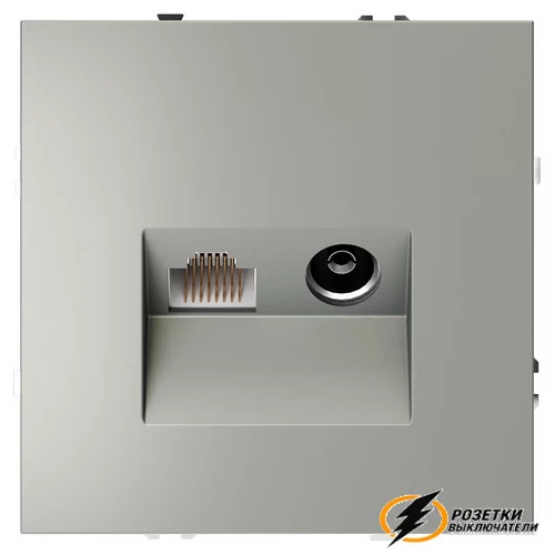 Розетка тв и интернет Voltum S70 сталь VLS060704