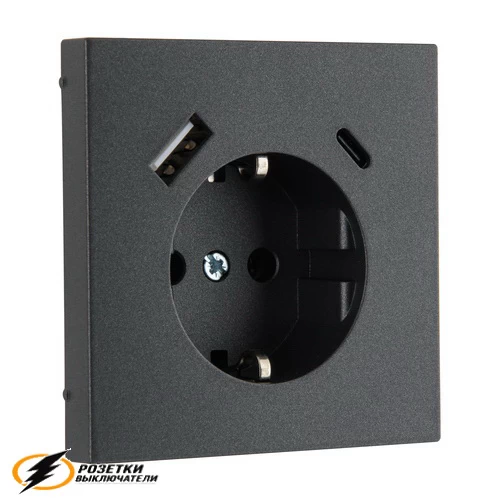 Розетка с USB зарядкой 2 порта А+C 3,4mA Liregus Modern антрацит