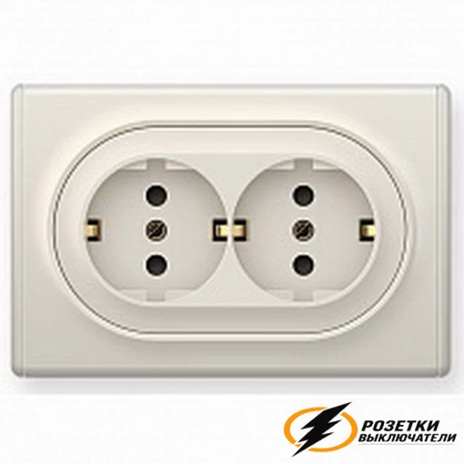 Розетка двойная с заземлением 10а 250в OneKey бежевая