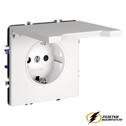 Розетка с крышкой ip40 16а 250в Voltum S70 белая матовая VLS040301