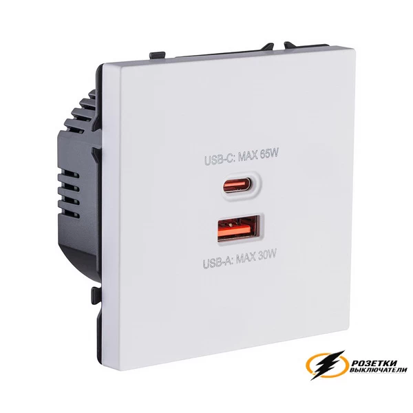 Зарядка USB 2 порта А+C 6000mA 65Вт Kollinger Eclipse белая