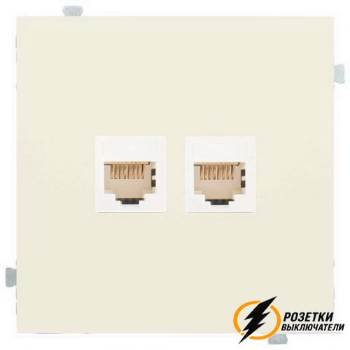 Розетка компьютерная rj45 двойная cat 5e Rikett кремовый сатин
