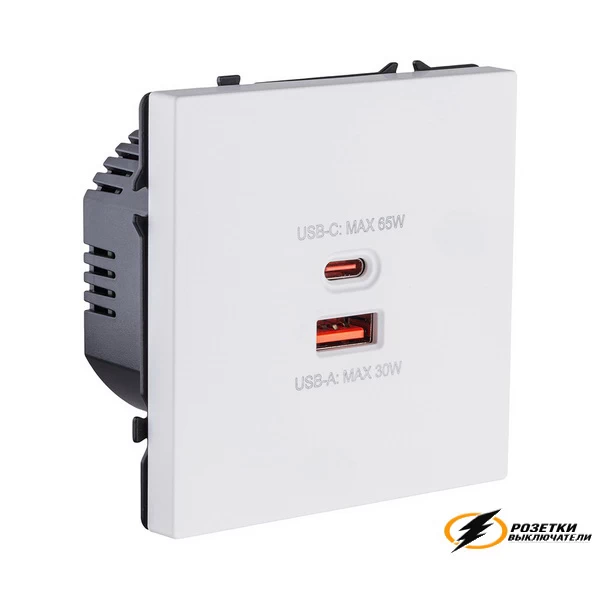 Зарядка USB 2 порта А+C 6000mA 65Вт Kollinger Eclipse белая