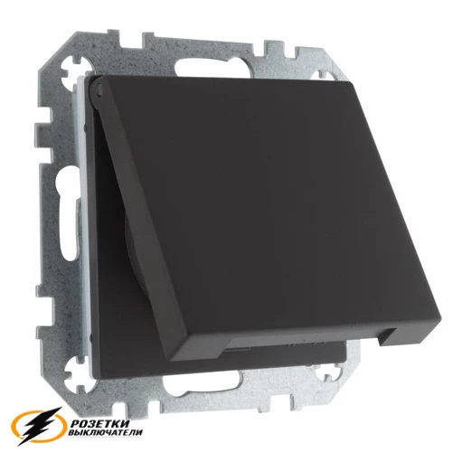 Розетка с крышкой ip44 16а 250в автозажимная Liregus Epsilon-Retro коричнево-черная