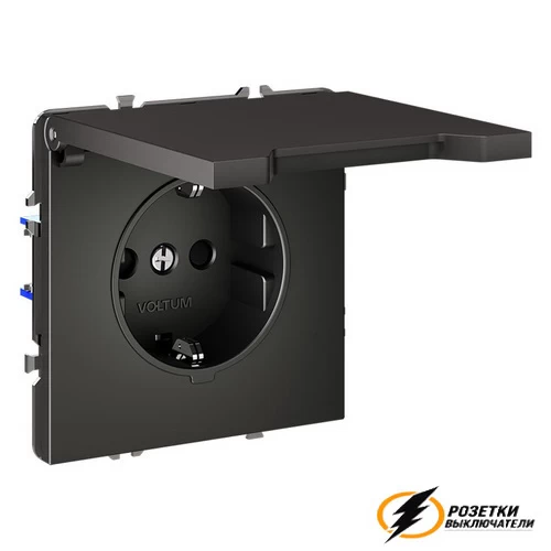 Розетка с крышкой ip40 16а 250в Voltum S70 титан VLS040305