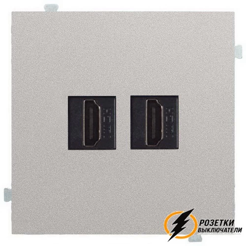 Розетка двойная HDMI Rikett платина