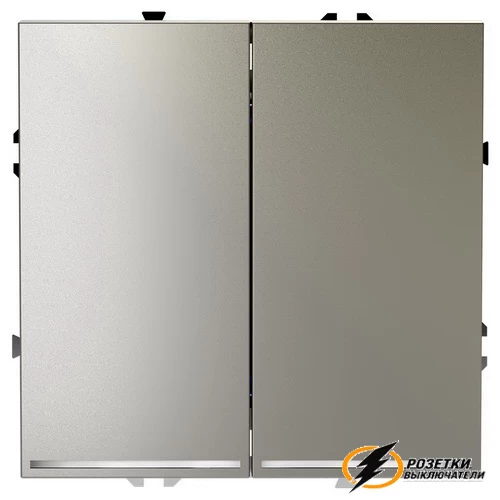 Выключатель проходной двухклавишный с подсветкой Voltum S70 шелк VLS020403