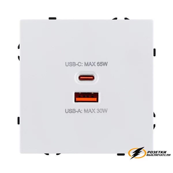 Зарядка USB 2 порта А+C 6000mA 65Вт Kollinger Eclipse белая