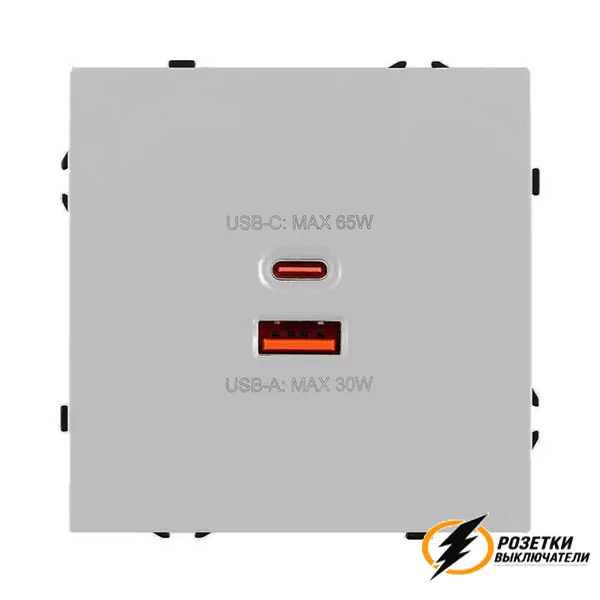 Зарядка USB 2 порта А+C 6000mA 65Вт Brionilux Z жемчуг матовая