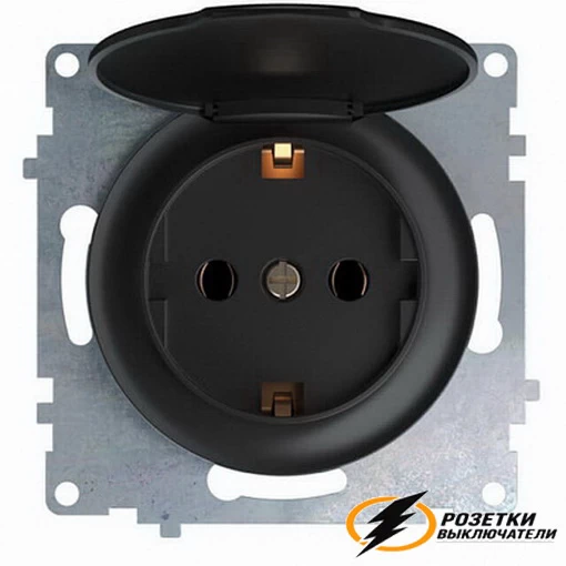Розетка с крышкой ip44 16а 250в OneKey чёрная