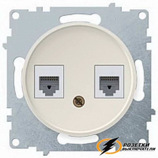 Розетка компьютерная rj45 двойная cat 5e OneKey бежевая