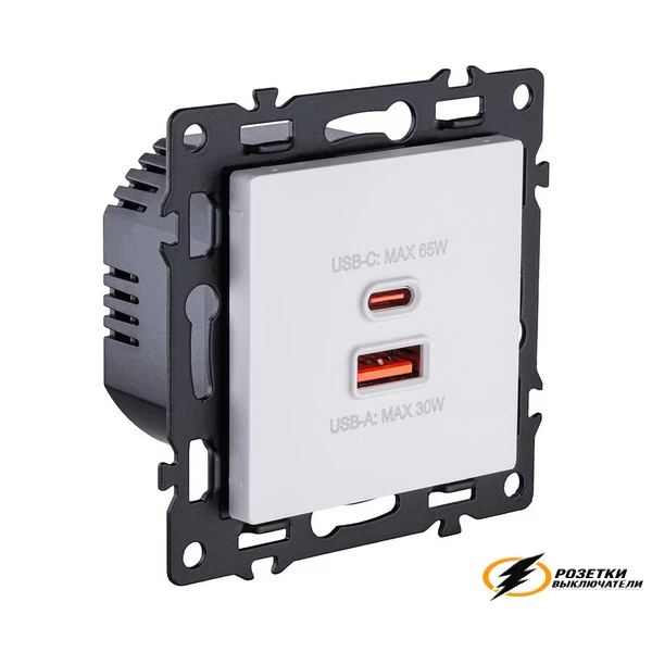 Зарядка USB 2 порта А+C 6000mA 65Вт Kollinger Asthetik белая матовая