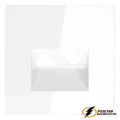 Накладка тв+интернет розетки Voltum S70 белая глянцевая VLS002700
